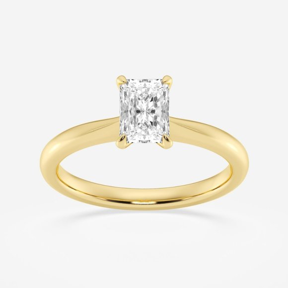 3/4 ctw Radiant Lab Grown Diamond Petite Solitaire Engagement Ring - Picture 3 of 6